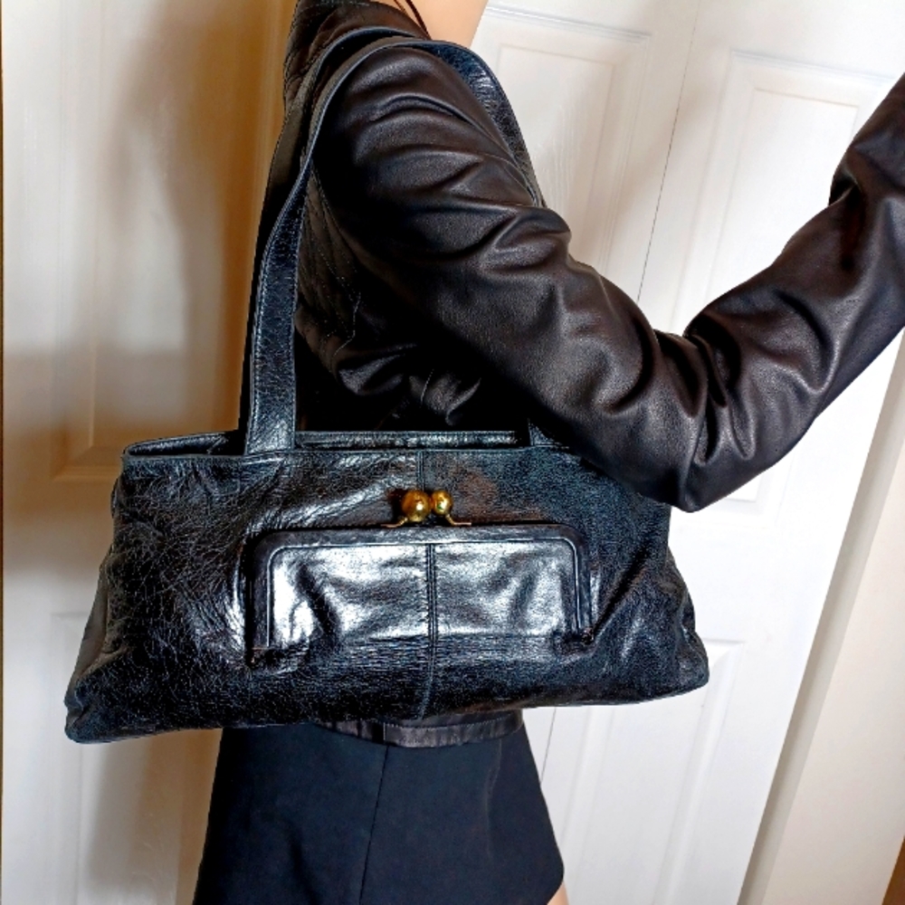 BLACK LEATHER HOBO INTERNATIONAL - Picture 7 of 14